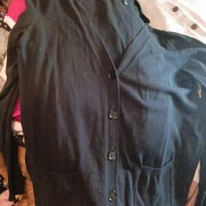Talbots Black Button-Up Cardigan